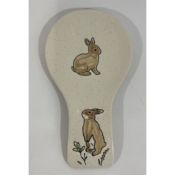 Eli + Ana Bunny Rabbit Pottery Art Spoon Rest - Picture 1 of 7